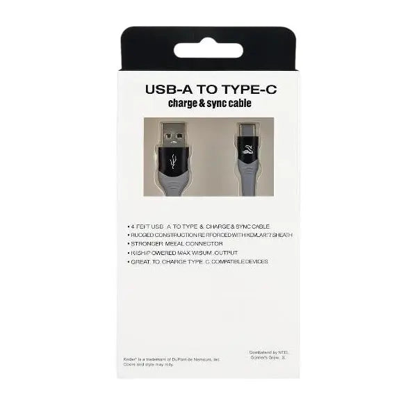 12 Pack - Powerxcel 4FT Kevlar USB-A to Type-C Fast Charging Cable Black Wholesale Bundle PowerXcel