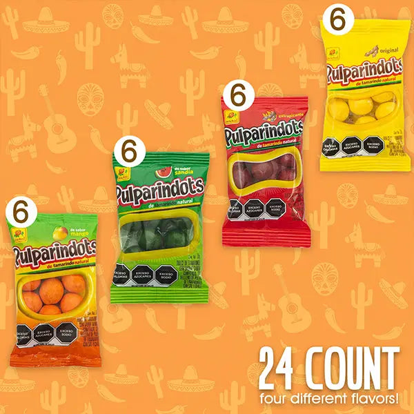 24 Count - Pulparindo Pulparindots Tamarind Mexican Candy Variety Pack Pulparindo