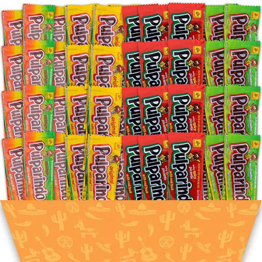 100 Count - Pulparindo Mexican Candy Variety Pack Tamarind, Mango, Watermelon & Extra Spicy Flavors Pulparindo