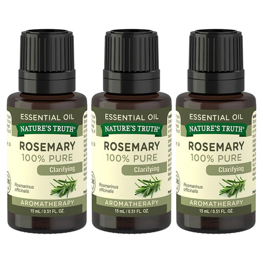 Get a 3 Pack of Natures Truth Aromatherapy 100% Pure Rosemary Essential Oil, 0.5 fl oz each—ideal for aromatherapy or custom essential oil blends.