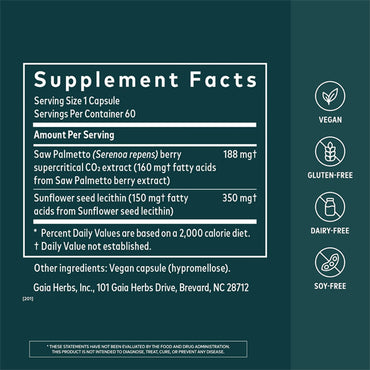 Gaia Herbs Saw Palmetto for Prostate Health 60 Vegan Capsules Gaia Herbs
