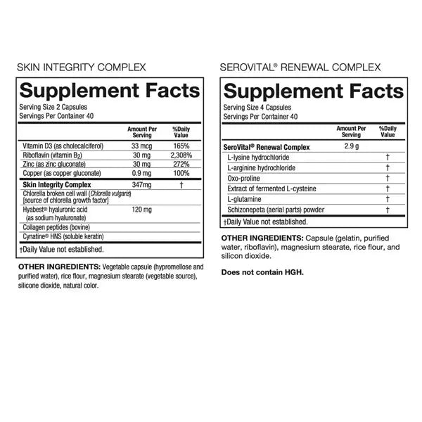 Serovital Skin Revive Anti-Aging Supplement for Women 240 Capsules 40 Day Supply SeroVital