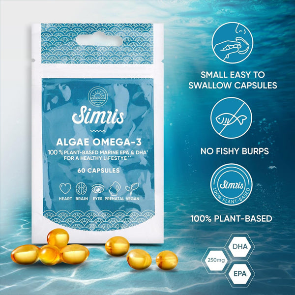 Simris Algae Omega 3 Starter Pack EPA DHA Plant Based Vegan Omega 3 Supplement