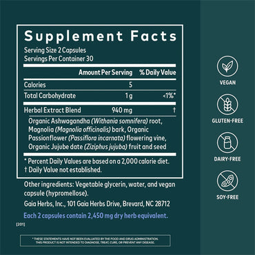 Gaia Herbs SleepThru Sleep Support Supplement 60 Vegan Capsules Gaia Herbs