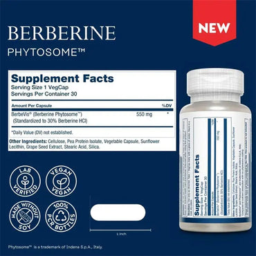 Solaray Berberine Phytosome 9X Absorption and Easy-to-Digest 30 VegCaps Solaray