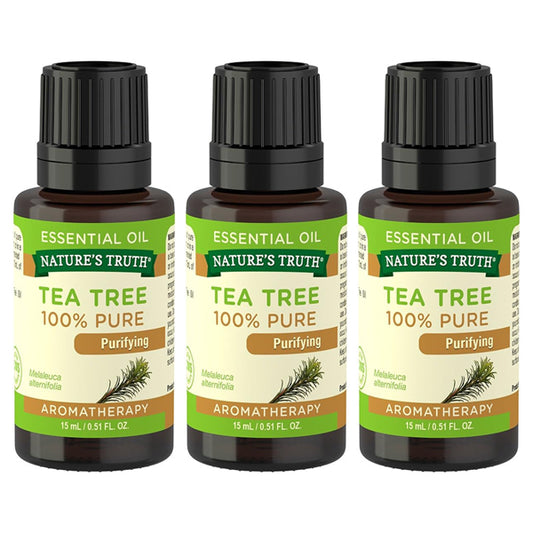 Get a 3 pack of Natures Truth Aromatherapy 100% Pure Tea Tree Essential Oil, 0.5 fl oz each—ideal for essential oil blends or daily aromatherapy routines.