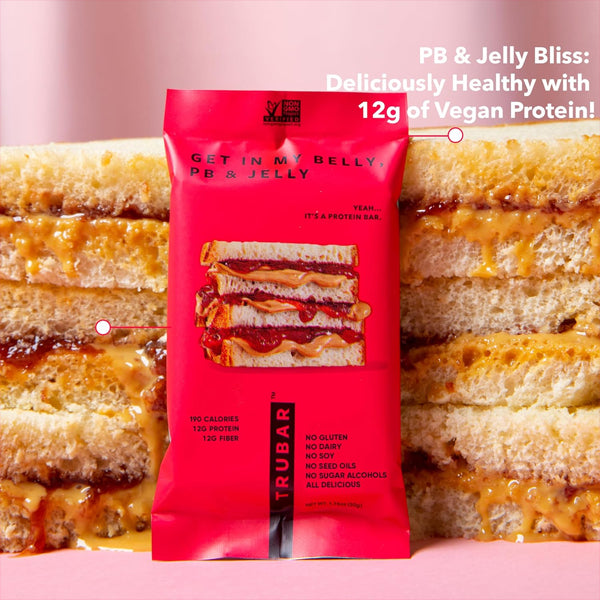 TRUBAR Vegan Gluten Free Protein Bar Get In My Belly Pb & Jelly 12ct