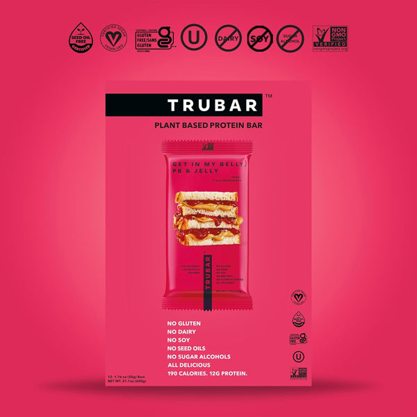 TRUBAR Vegan Gluten Free Protein Bar Get In My Belly Pb & Jelly 12ct