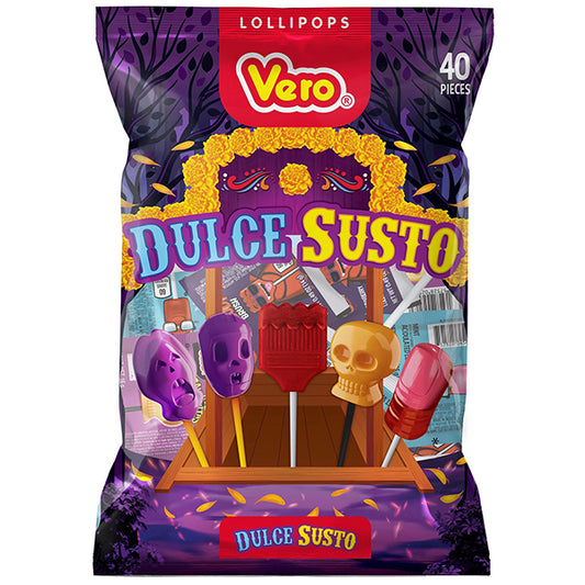 Vero Dulce Susto Mix Assorted Individually Wrapped Mexican Lollipops 40 Count