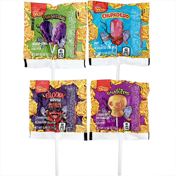 Vero Dulce Susto Mix Assorted Individually Wrapped Mexican Lollipops 40 Count