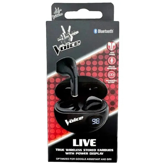 The Voice Expert True Wireless Stereo Earbuds With Power Display Black Bluetooth The Voice