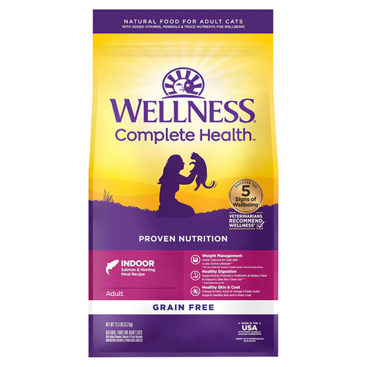 Wellness Complete Health Adult Dry Indoor Cat Food Salmon and Herring 11.5lbs Wellness