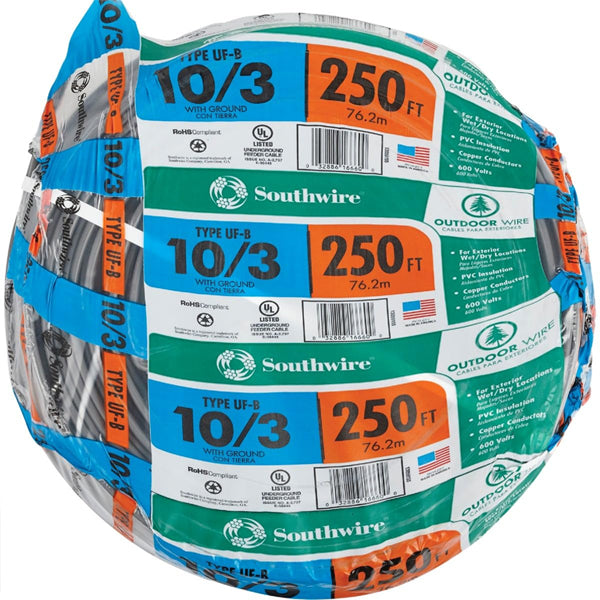 Southwire Company #13059155 10/3 W/G UF Cable 250 Foot Southwire Company