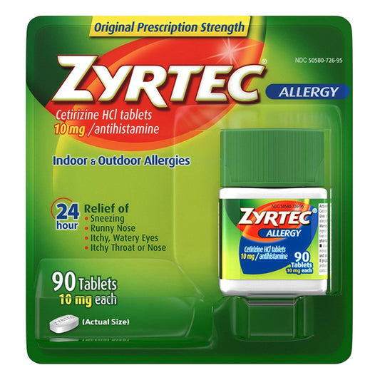Zyrtec 24 Hour Allergy Relief Tablets 10mg, 90 Count