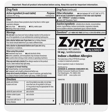 Zyrtec 24 Hour Allergy Relief Tablets 10mg, 90 Count