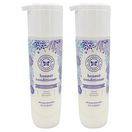 Two bottles of The Honest Company Conditioner, Ultra Calming Lavender scent, 10 fl. oz. each, come in a convenient 2 pack.