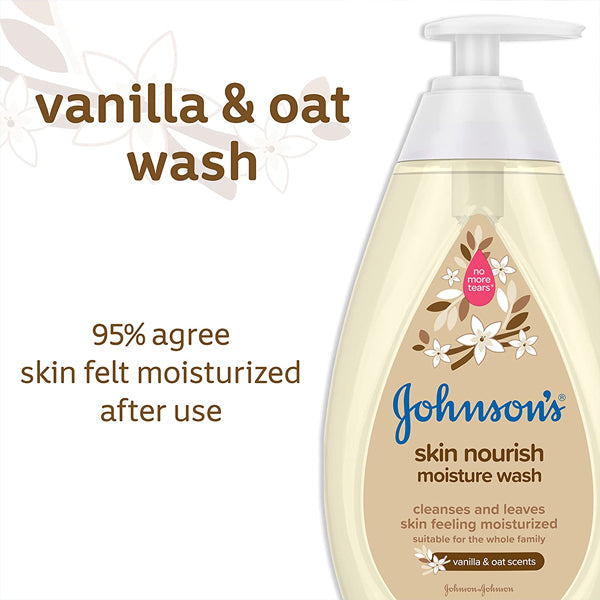 Johnson's Skin Nourish Moisture Wash, Vanilla & Oat, 20.3 fl. oz - 3 Pack