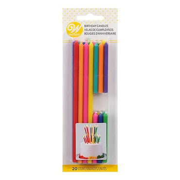 Wilton 5 Pack - Birthday Candles, Tall & Short, 20 Count Each: Assorted colors in a clear package featuring a cake with colorful candles on the front.