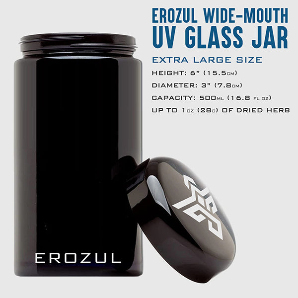 Erozul 500ml Screw Top Wide Mouth Glass UV Jar