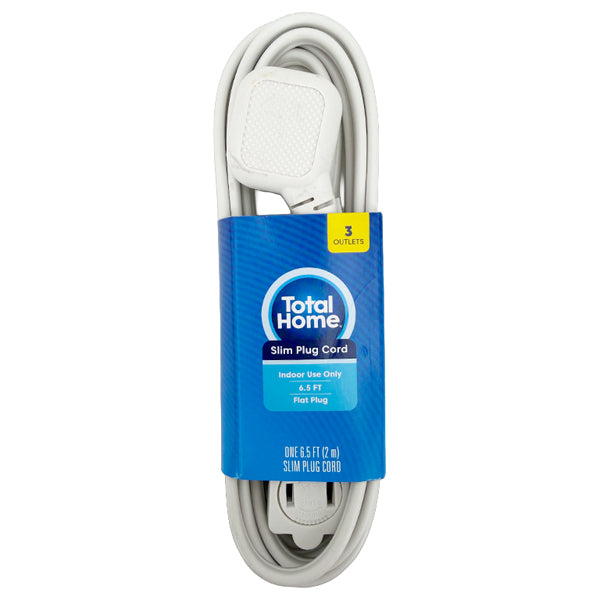 10 Pack - Total Home Slim Plug 6.5ft Three Outlet Extension Cord Total Home