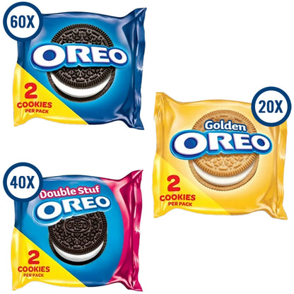 Oreo Cookie Variety Pack 120 Count Original Oreo, Golden Oreo & Double Stuf Snack Packs Nabisco Bulk Cookie Assortment