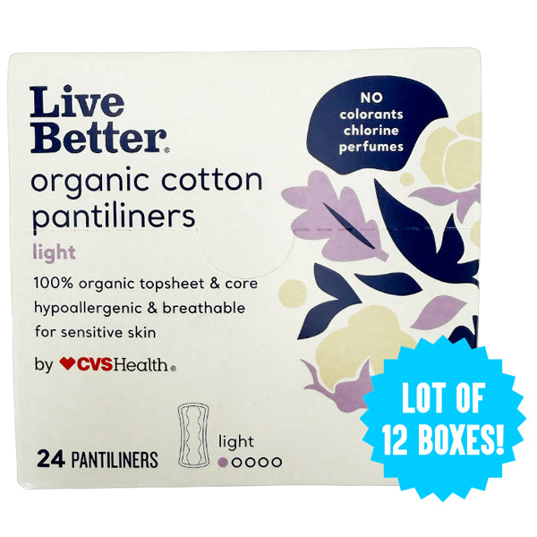 12 Pack - Live Better Organic Cotton Pantiliners Light 24 Count Each Live Better