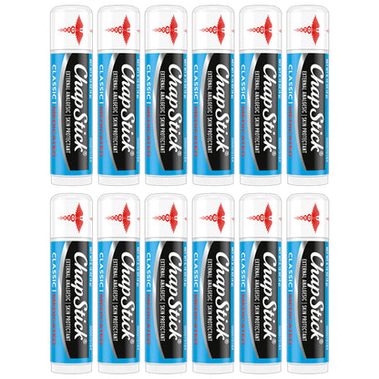 12 Pack - ChapStick Classic Medicated Lip Balm Tube 0.15oz