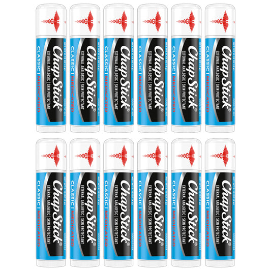 12 Pack - ChapStick Classic Medicated Lip Balm Tube 0.15oz
