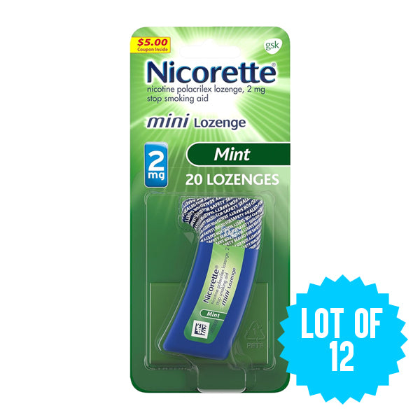 12 Pack - Nicorette 2 mg Mint Flavor Mini Lozenges 20 Count Each