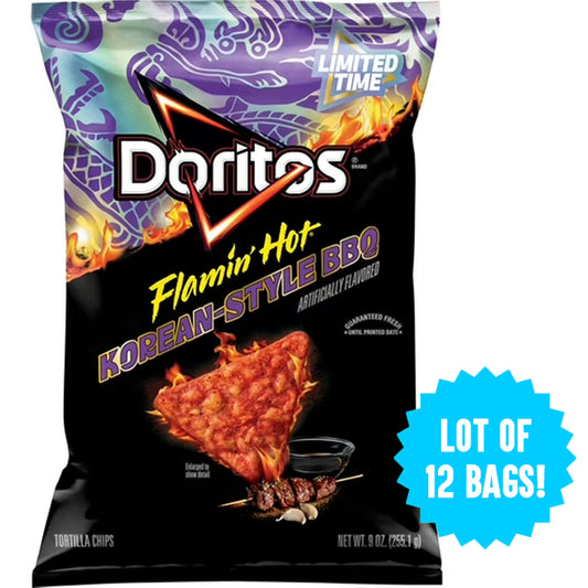 12 Pack - Doritos Flamin Hot Korean BBQ Style Flavored Tortilla Chips 9oz