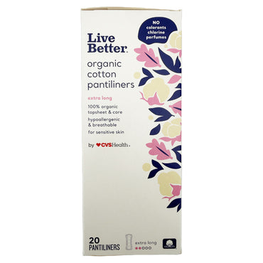 12 Pack - Live Better Organic Cotton Pantiliners Extra Long 20 Count Each Live Better