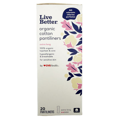 12 Pack - Live Better Organic Cotton Pantiliners Extra Long 20 Count Each Live Better