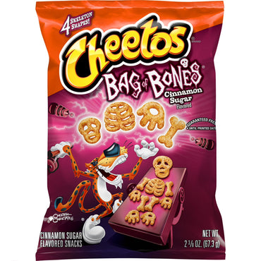 12 Pack - Cheetos Bag of Bones Cinnamon Sugar Flavored Snacks Bag, 2 3/8 oz