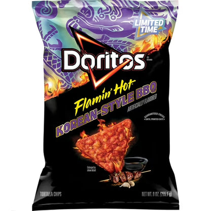 12 Pack - Doritos Flamin Hot Korean BBQ Style Flavored Tortilla Chips 9oz
