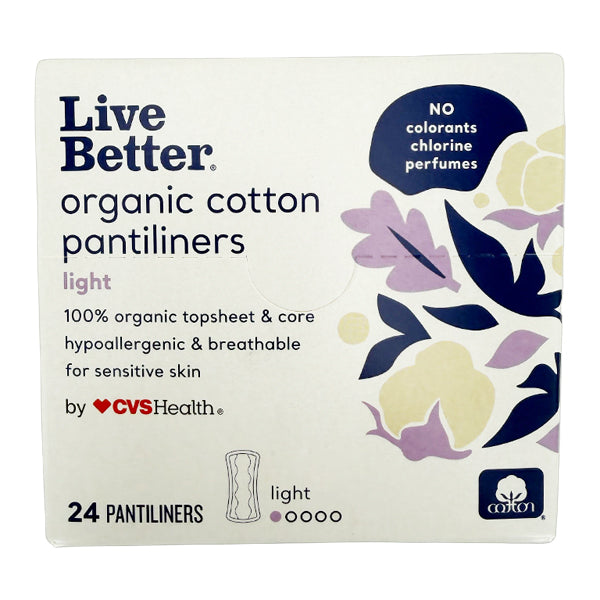 12 Pack - Live Better Organic Cotton Pantiliners Light 24 Count Each Live Better
