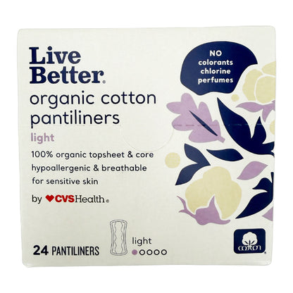 12 Pack - Live Better Organic Cotton Pantiliners Light 24 Count Each Live Better