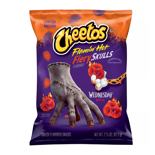 12 Pack - Cheetos Flamin' Hot Fiery Skulls Wednesday Netflix Cheese Snacks 2.375oz