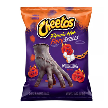 12 Pack - Cheetos Flamin' Hot Fiery Skulls Wednesday Netflix Cheese Snacks 2.375oz