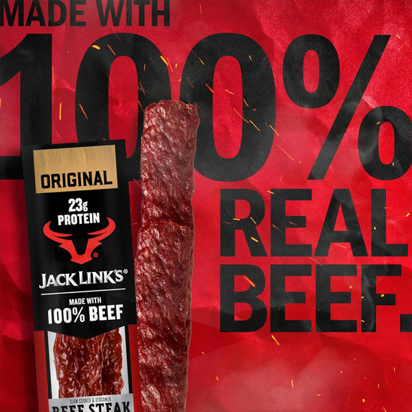 12 Pack - Jack Link's Beef Steak Original Jerky Meat Snack with 23g of Protein Jack Links