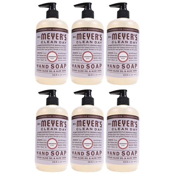 6 Pack - MRS. MEYER'S CLEAN DAY Hand Soap Lavender Scent 12.5oz