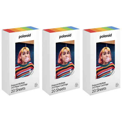 3 Pack - Polaroid Hi·Print 2x3 Paper Cartridge 20 Sheets Each White