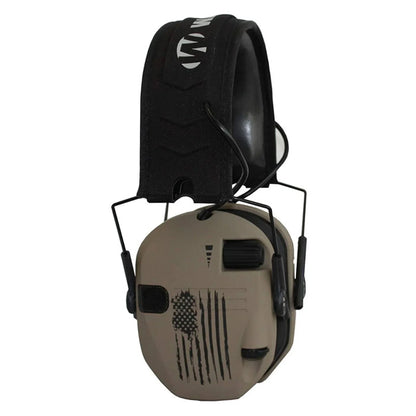 Walker's Razor Slim Electronic Shooting Muffs US Flag-FDE With Protect Case Bundle