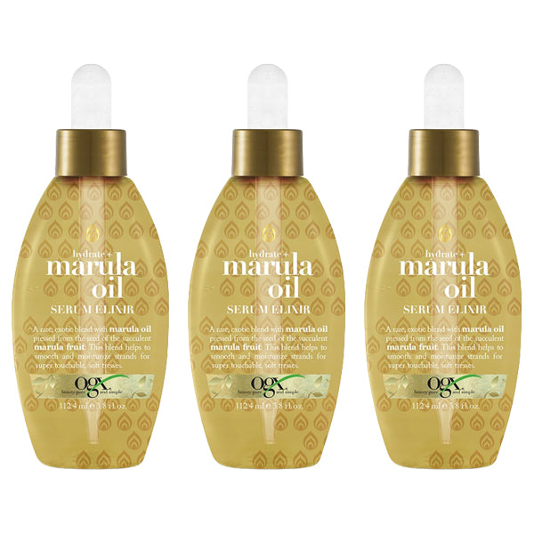 3 Pack - OGX Marula Oil Serum Elixir Hydrate Smooth Moisturize Hair Dropper