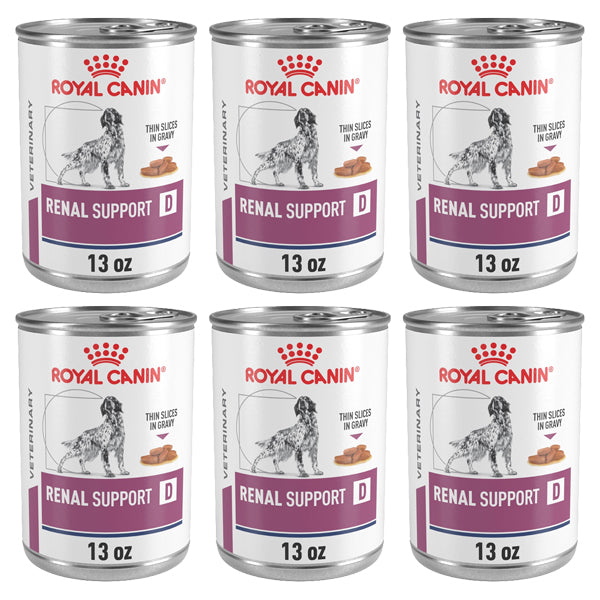 6 Pack - ROYAL CANIN Veterinary Diet Canine Renal Support D Adult Thin Slices in Gravy Dog Food 13oz Royal Canin