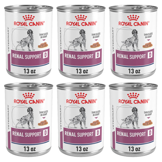6 Pack - ROYAL CANIN Veterinary Diet Canine Renal Support D Adult Thin Slices in Gravy Dog Food 13oz Royal Canin