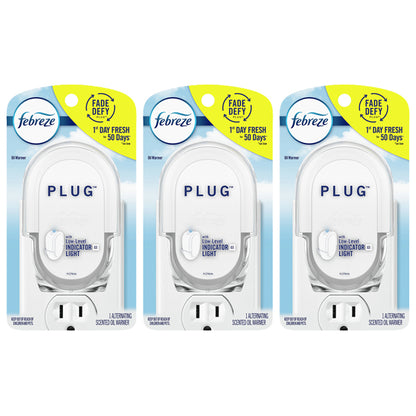 3 Pack - Febreze Plug In Air Freshener Fade Defy Plugs Oil Warmer Febreze