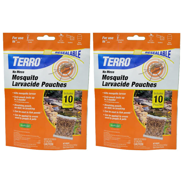 2 Pack - TERRO No Mess Mosquito Larvacide Pouches 10 Pouches Included T1210-10 Deal Society