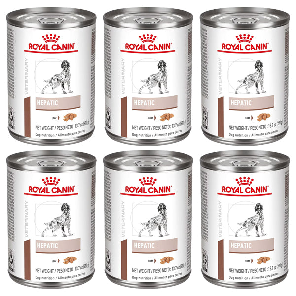6 Pack - Royal Canin Veterinary Diet Adult Hepatic Loaf Canned Dog Food 13.7oz Royal Canin