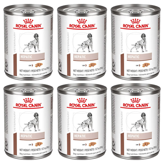 6 Pack - Royal Canin Veterinary Diet Adult Hepatic Loaf Canned Dog Food 13.7oz Royal Canin