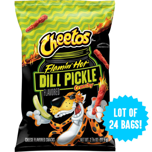 24 Pack - Cheetos Crunchy Flamin' Hot Dill Pickle Flavored Snack 2.875oz